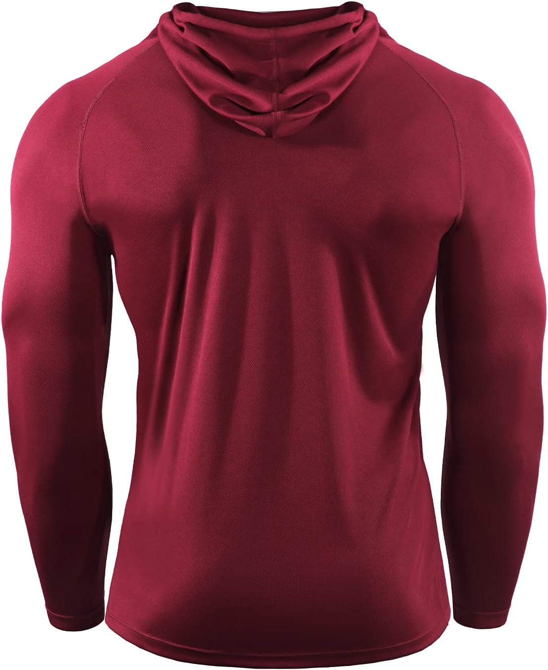 Men's Long Sleeve Mesh Running Shirts with Hoods - 3 Pack Athletic Apparel in Black, Red, and Blue, Size L