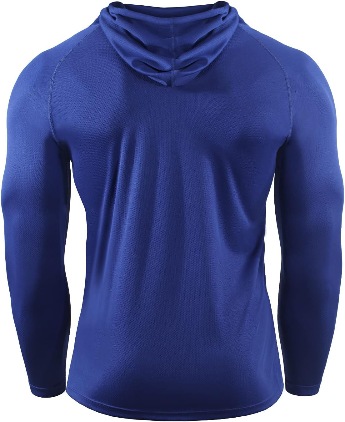 Men's Long Sleeve Mesh Running Shirts with Hoods - 3 Pack Athletic Apparel in Black, Red, and Blue, Size L
