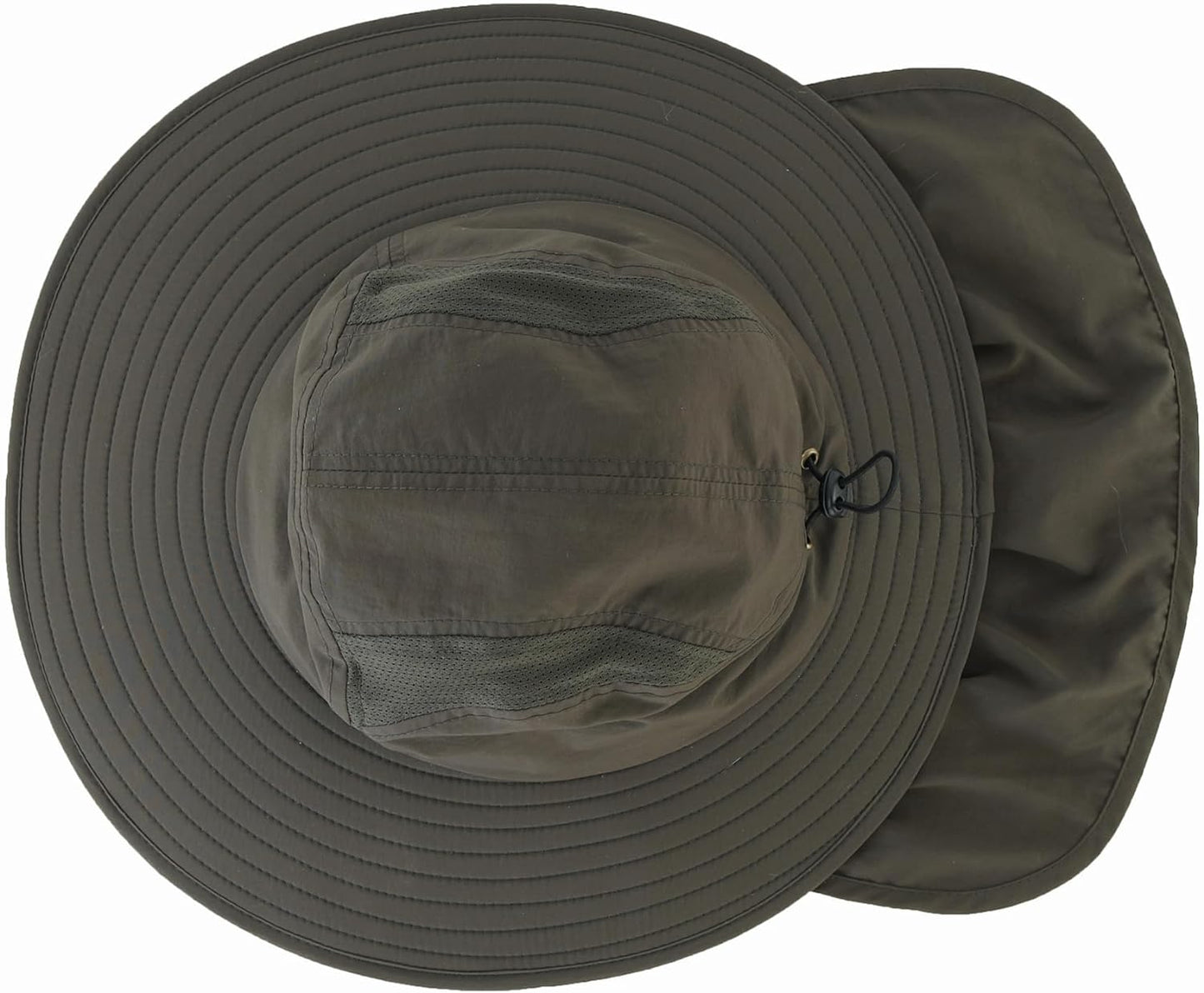 Men's UPF 50+ Wide Brim Fishing Hat with Neck Flap for Superior Sun Protection