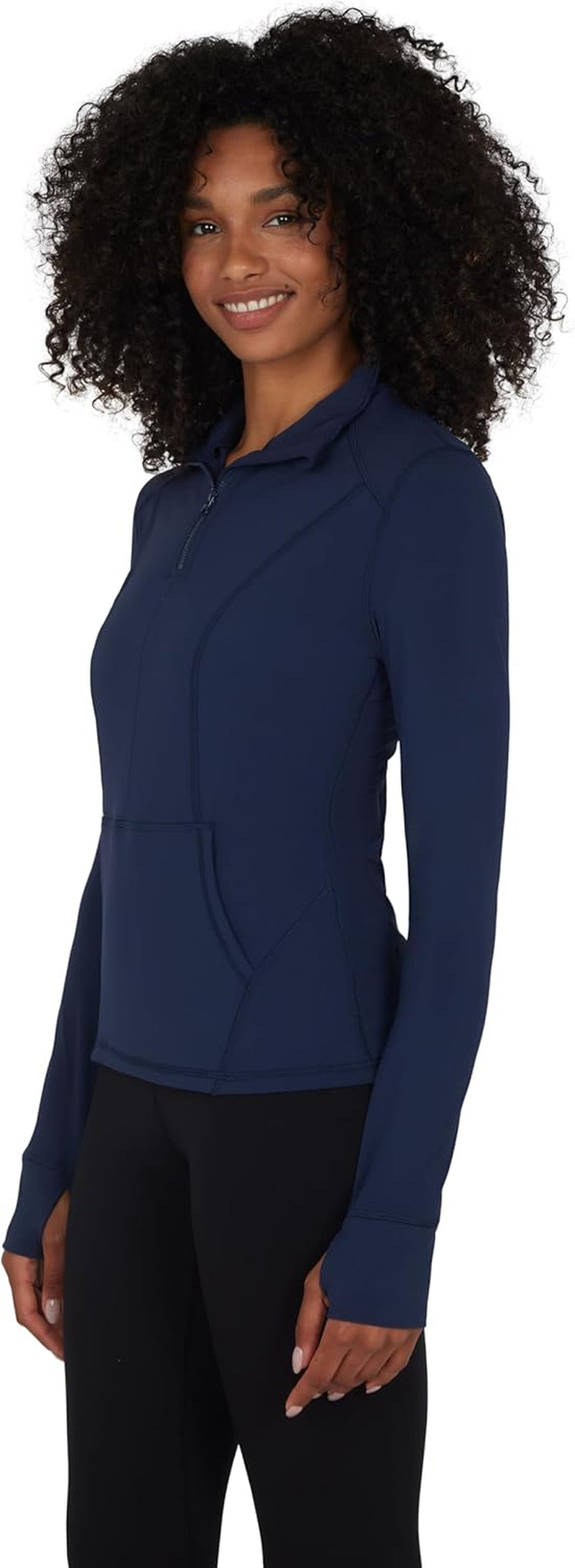 Half Zip Lightweight Workout Long Sleeve Athletic Jacket with Front Pockets and Thumbholes