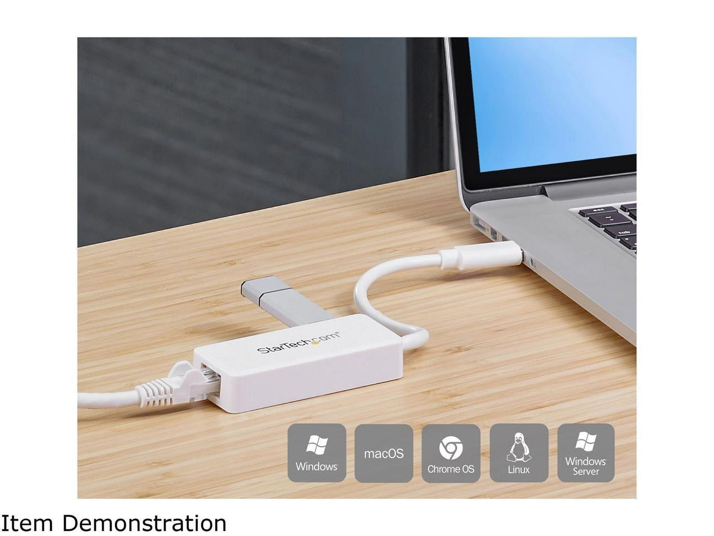 Startech USB31000SPTW USB 3.0 to Gigabit Ethernet Adapter NIC W/ USB Port - White