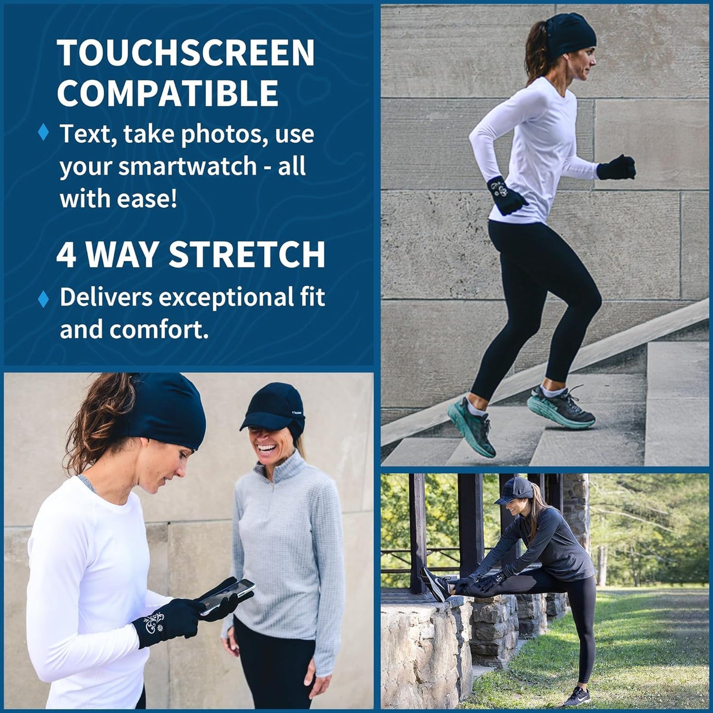 Women's Touchscreen Running Gloves - Winter Sports Accessories for Hiking and Biking
