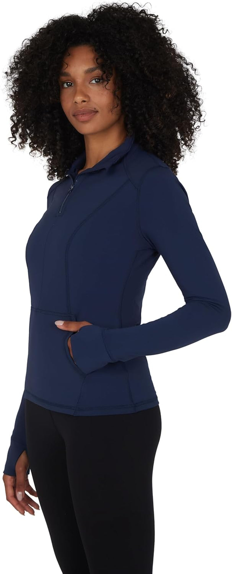 Half Zip Lightweight Workout Long Sleeve Athletic Jacket with Front Pockets and Thumbholes