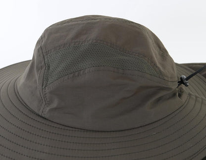 Men's UPF 50+ Wide Brim Fishing Hat with Neck Flap for Superior Sun Protection