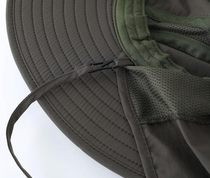 Men's UPF 50+ Wide Brim Fishing Hat with Neck Flap for Superior Sun Protection