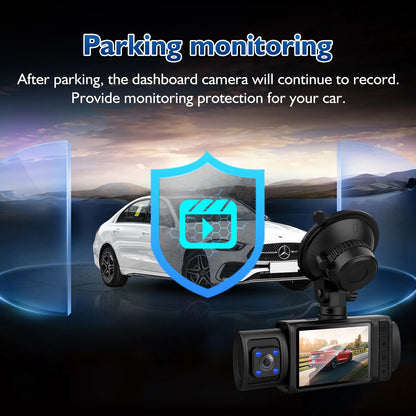 Dash Cam,3 Channel Dash Cam,4K+1080P Dash Cam Front and Inside,Triple Dash Cam for Car,Dash Camera with 32GB Card, 2160P Full Uhd,G-Sensor,170°Deg Wide Angle Dashboard with Infrared Night Vision