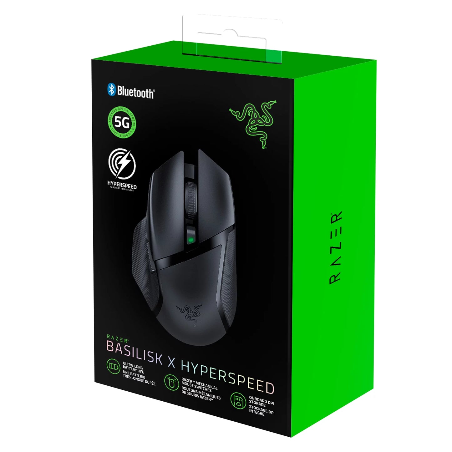 Basilisk X Hyperspeed Wireless Gaming Mouse for PC, 6 Buttons, 2.4Ghz, Bluetooth, Black