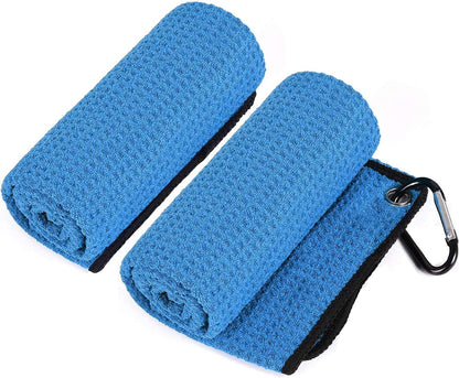 Golf Towel Set with Clip, Cleaning Brush, and Accessories | Includes 2 Towels | Ideal Golf Gifts for Men and Women