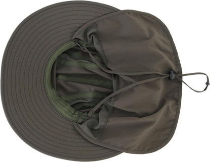 Men's UPF 50+ Wide Brim Fishing Hat with Neck Flap for Superior Sun Protection